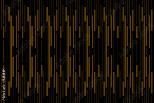 Vertical stripe of pattern. Design random lines gold on black background. Design print for illustration, texture, textile, wallpaper, background. Set 3