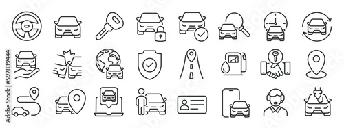 Car rent thin line icons. Editable stroke. For website marketing design  logo  app  template  ui  etc. Vector illustration.