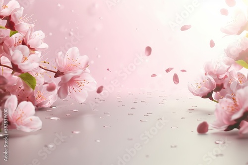 cherry blossom falling pink background from generative ai