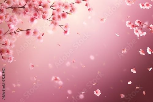 cherry blossom falling pink background from generative ai