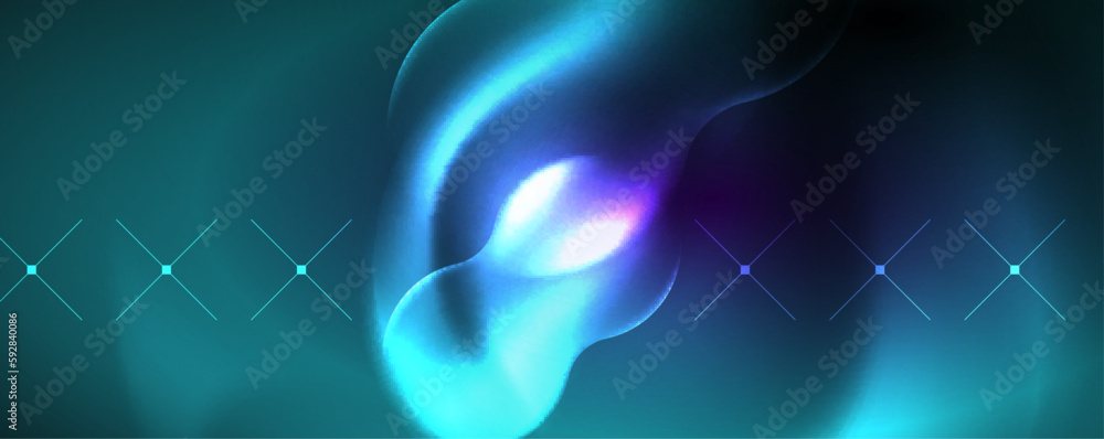 Fototapeta premium Neon glowing waves, magic energy space light concept, abstract background wallpaper design