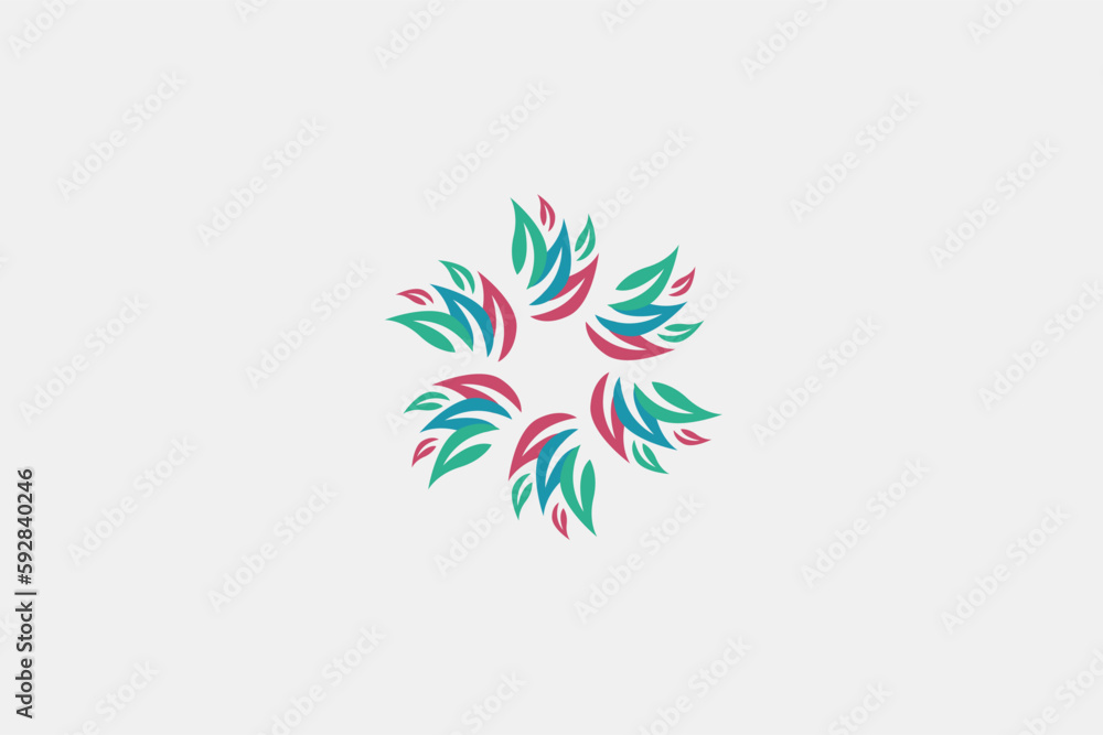 Illustration vector graphic of cool round floral leaves modern colorful. Good for logo