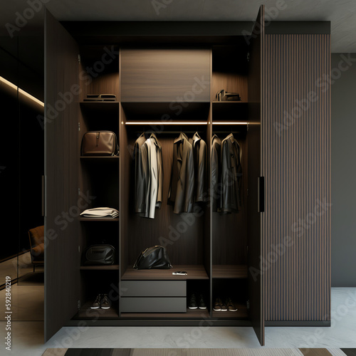 Maximizing Space and Style: A Comprehensive Guide to Designing Wardrobes with a Width of 2000mm AI Generative photo