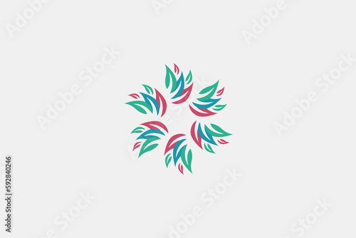 Illustration vector graphic of cool round floral leaves modern colorful. Good for logo
