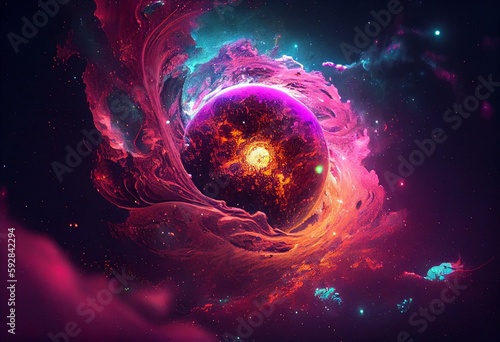 Neon Galaxy: A Spiritual Journey through the Cosmos. Generative AI