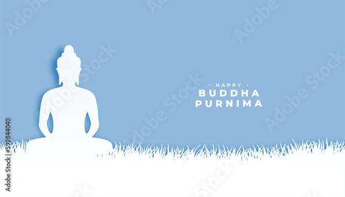 elegant happy buddha purnima background in paper cut style