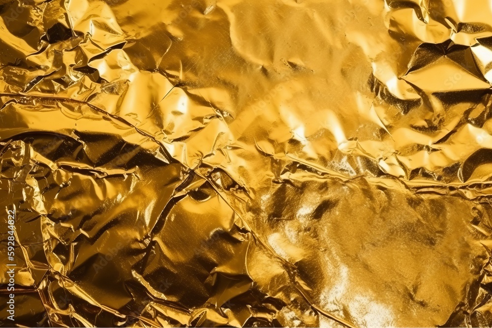 Gold foil texture background with cracked line design created with Generative AI Gold foil texture background with cracked line design created with Generative AI