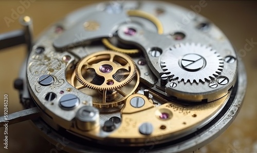 Restored vintage watch showcases beautifully working gears Creating using generative AI tools