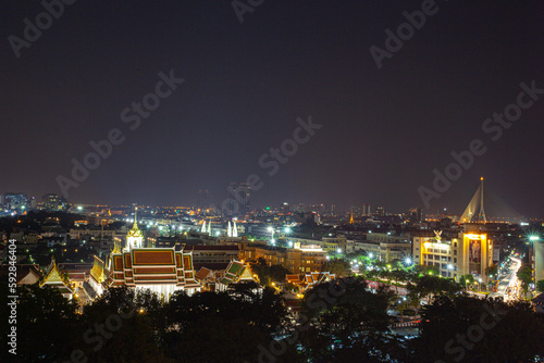 Wallpaper Mural .Temples and buildings in Bangkok at twilight.beautiful lighting background. Bangkok at night. Torontodigital.ca