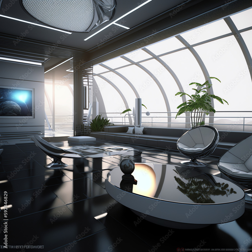 Ilustracja Stock Step into the Future A Stunning Futuristic Living