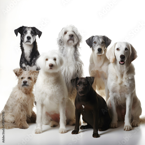 group of puppies, group of dogs, portrait, dog pictorial, created using generative AI.