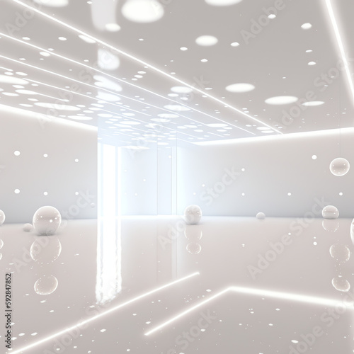 The Minimalist's Dream: A Vision of Alaric's Clean and Futuristic Empty Glossy White Room, Perfect for Achieving Zen and Boosting Creativity AI Generative photo