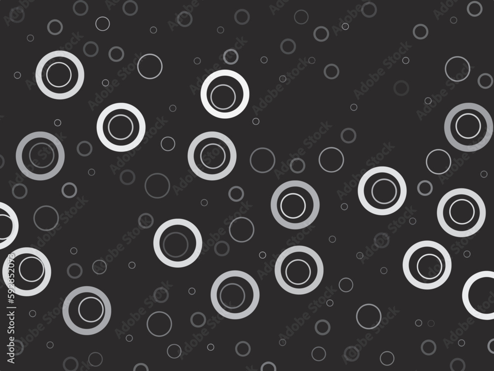 Monochrome gray and black colored random circles pattern vector background isolated on rectangle horizontal template. Vector wallpaper for social media post cover, paper and scarf textile print. Monochrome gray and black colored random circles pattern vector background isolated on rectangle horizontal template. Vector wallpaper for social media post cover, paper and scarf textile print.