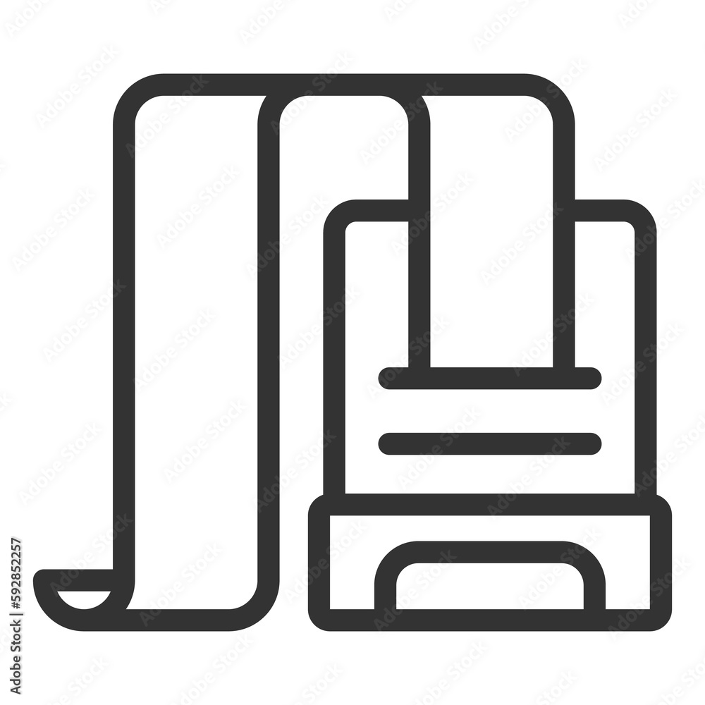 Cash register prints receipts for purchases - icon, illustration on white background, outline style Cash register prints receipts for purchases - icon, illustration on white background, outline style