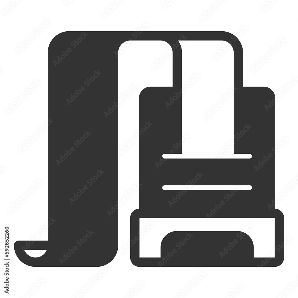 Cash register prints receipts for purchases - icon, illustration on white background, glyph style Cash register prints receipts for purchases - icon, illustration on white background, glyph style