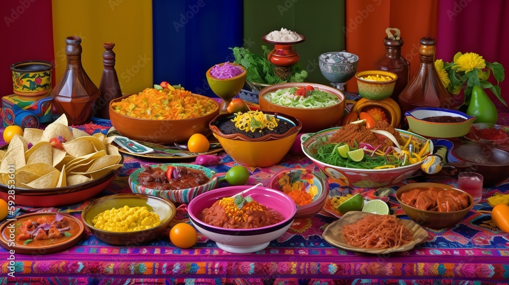 Taco Fiesta: A colorful and appetizing display of Mexican food
