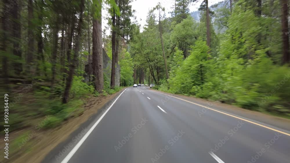 Yosemite Valley Rear View 2 Southbound 03 Bridalveil Fall to El Capitan Road Driving Plate California USA World Heritage Site Yosemite Valley Rear View 2 Southbound 03 Bridalveil Fall to El Capitan Road Driving Plate California USA World Heritage Site