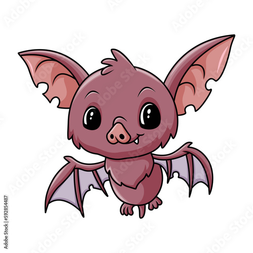 Cartoon Cute small bat flying