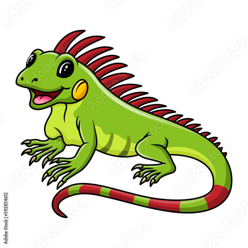 Cute iguana cartoon posing with smile © idesign2000
