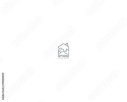 Dog and cat logo design template vector, line of pet logo design suitable for pet shop, store, cafe, business, hotel, veterinary clinic, Domestic animal vector illustration logotype, sign or symbol