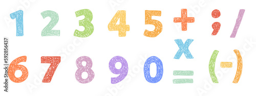Children's drawing. Colorful simple numbers.