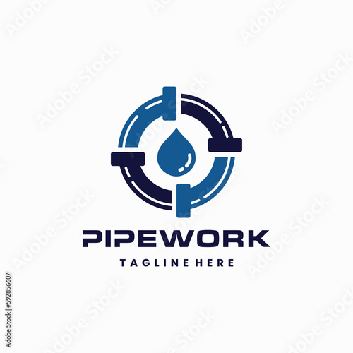 pipe logo in circle construction concept