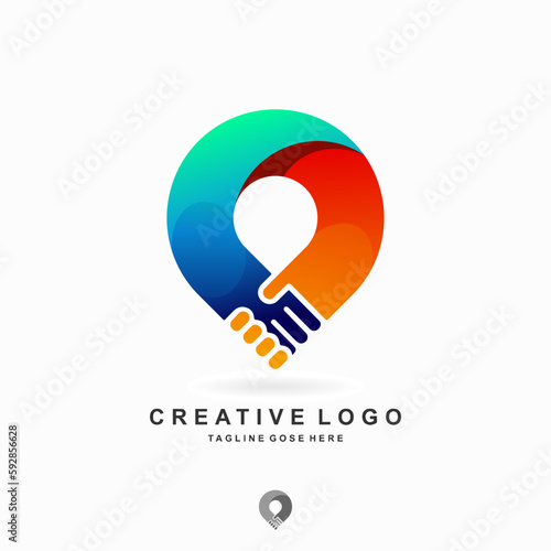location logo with handshake sign