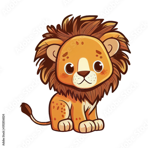 Cute lion cartoon illustration  clipart or vector sticker for children book