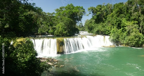 Wide shot of Semuc Champey Waterfall in Guatemala photo