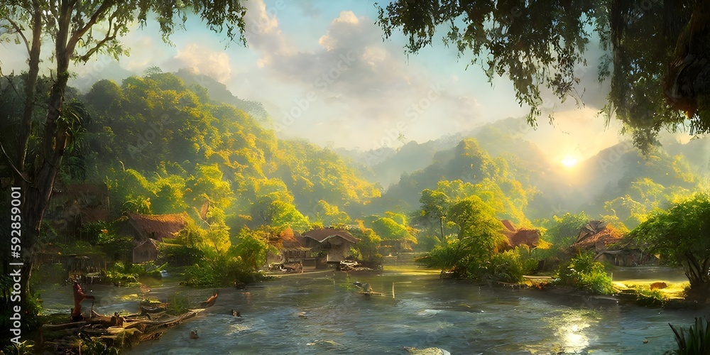 Obraz premium sunset in the forest