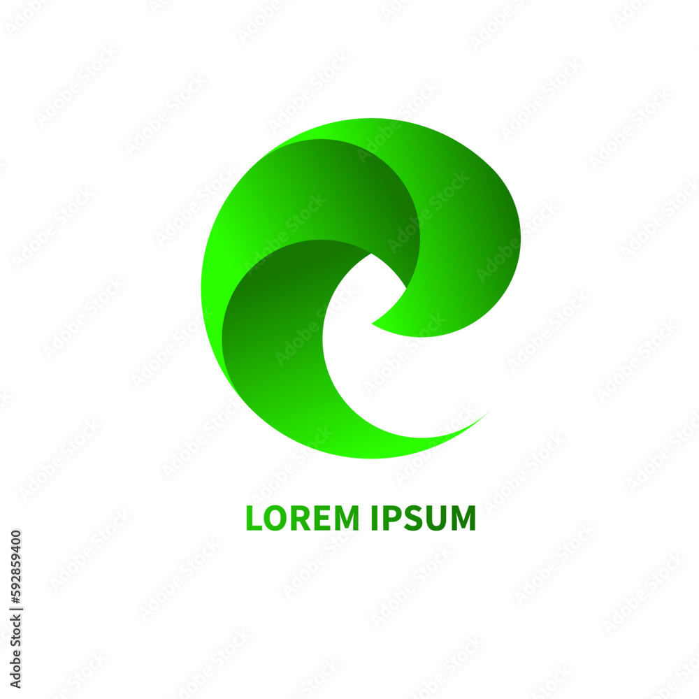 Green eco logo, gradient abstract geometric curl Green eco logo, gradient abstract geometric curl