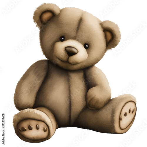 bear doll with style hand drawn digital painting illustration