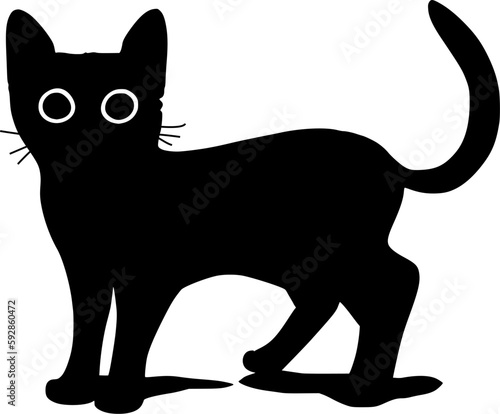 Cute cat silhouette, Beautiful kittie shape, isolated vector image.
