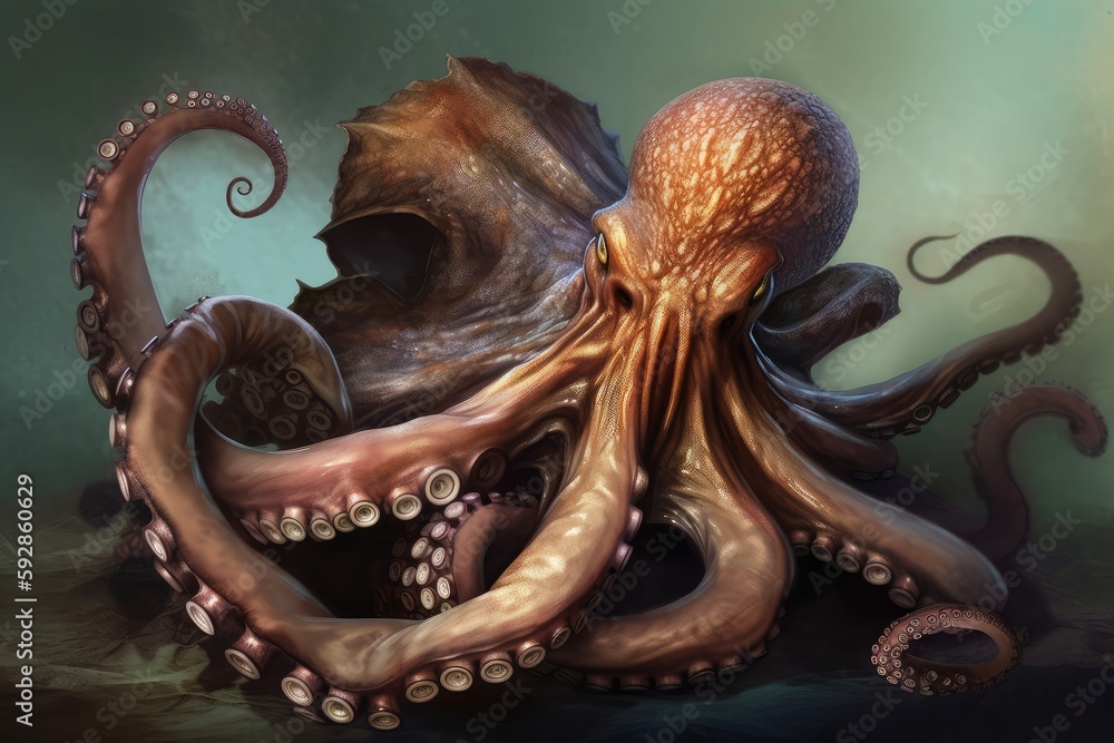 Octopus Kraken Unleashing Its Arsenal Of Tentacles, Wrapping And 