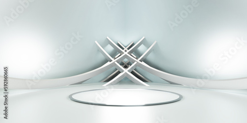 curved podium background Circular Stage and Dark Light Abstract Base StageCurves 3D Illustration