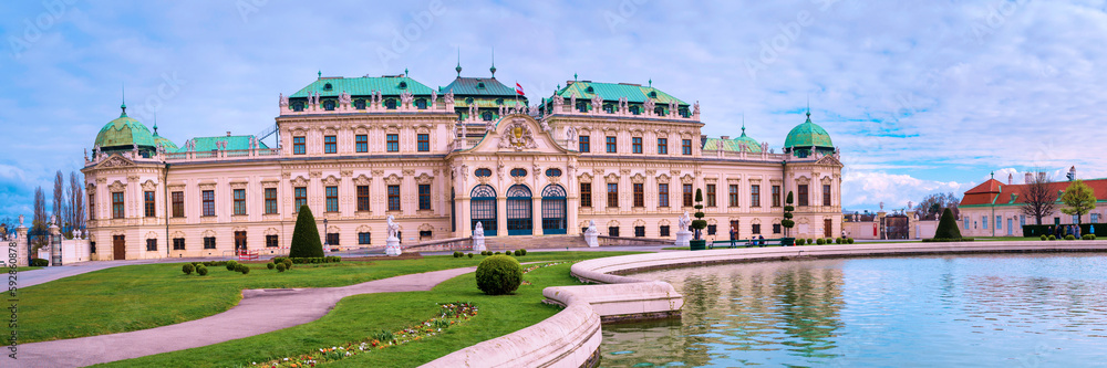 Belvedere Palace or Schloss Belvedere, the 18th-century Baroque style architecture in Vienna, Austria