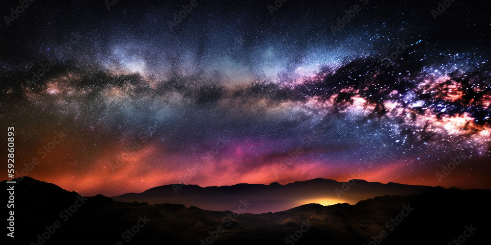Naklejka premium Cosmic sky, starry night background, Generative AI