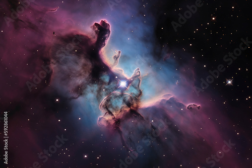 Nebula galaxy sky background, Generative AI