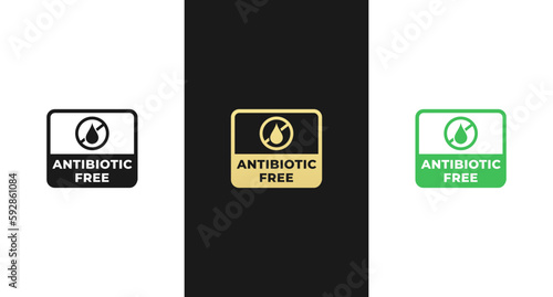 Antibiotic Free Label or Antibiotic Free Sign Vector Isolated in Flat Style. Simple Antibiotic Free Label for product packaging design element. Antibiotic Free Sign for Product Packaging.