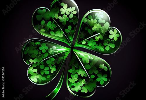 St Patrick's day celebration, clover leaf background, Generative AI photo