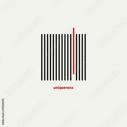 Uniqueness, unique metaphor standing outside logo