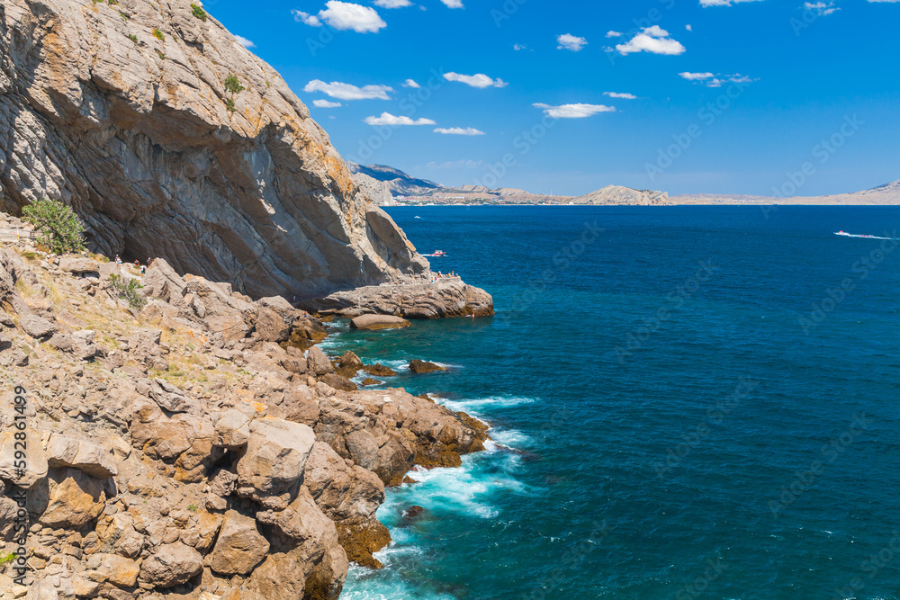Golitsyn trail, summer Crimean landscape with rocky coast