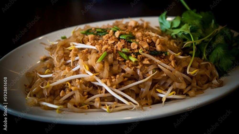 Pad Thai with Pork and Bean Sprouts - A Hearty and Nutritious Dish with a Crunchy Twist