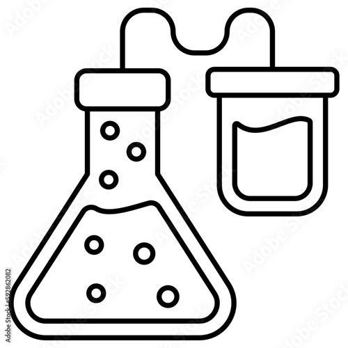 An editable design icon of chemical flask with dropper showing concept of experiment 