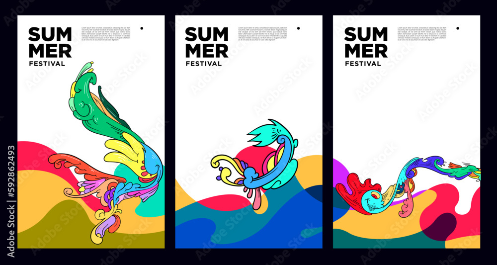 Colorful abstract fluid and liquid Summer Festival banner template Colorful abstract fluid and liquid Summer Festival banner template