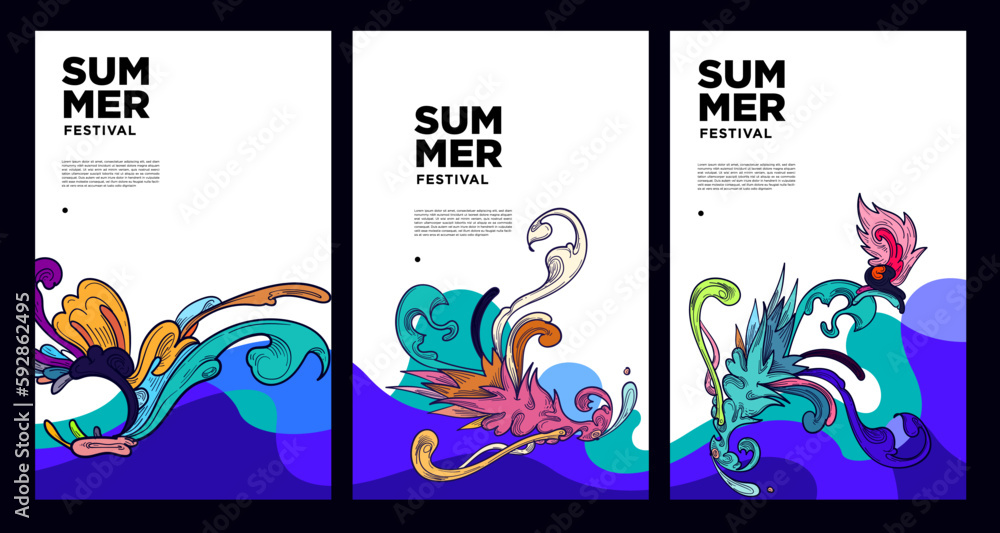 Colorful abstract fluid and liquid Summer Festival banner template