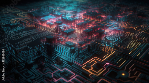 Technology chip motherboard,created with Generative AI tecnology.