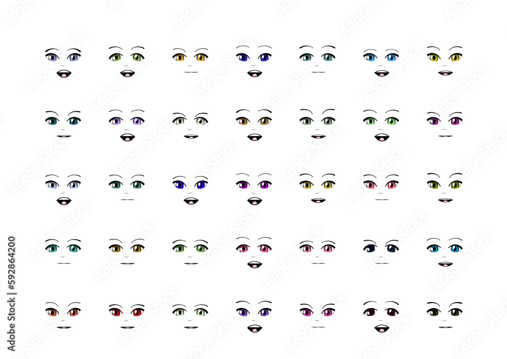 Naklejka premium 2d anime manga face