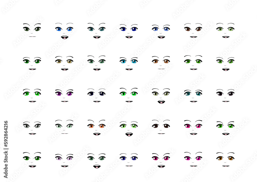 Naklejka premium 2d anime manga face