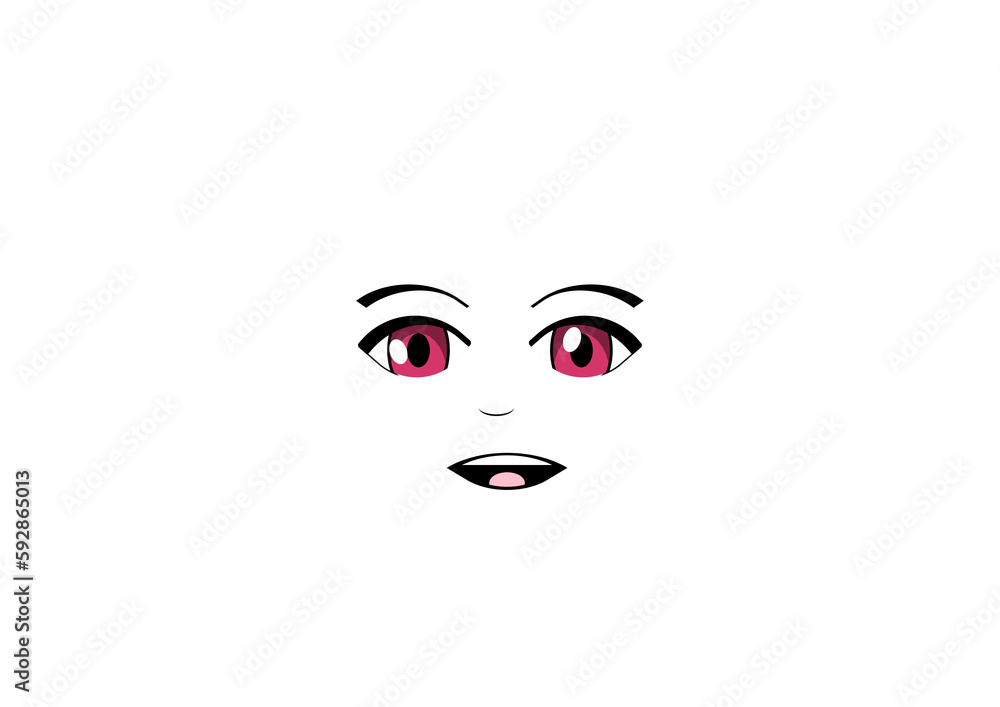 anime 2d face with expression